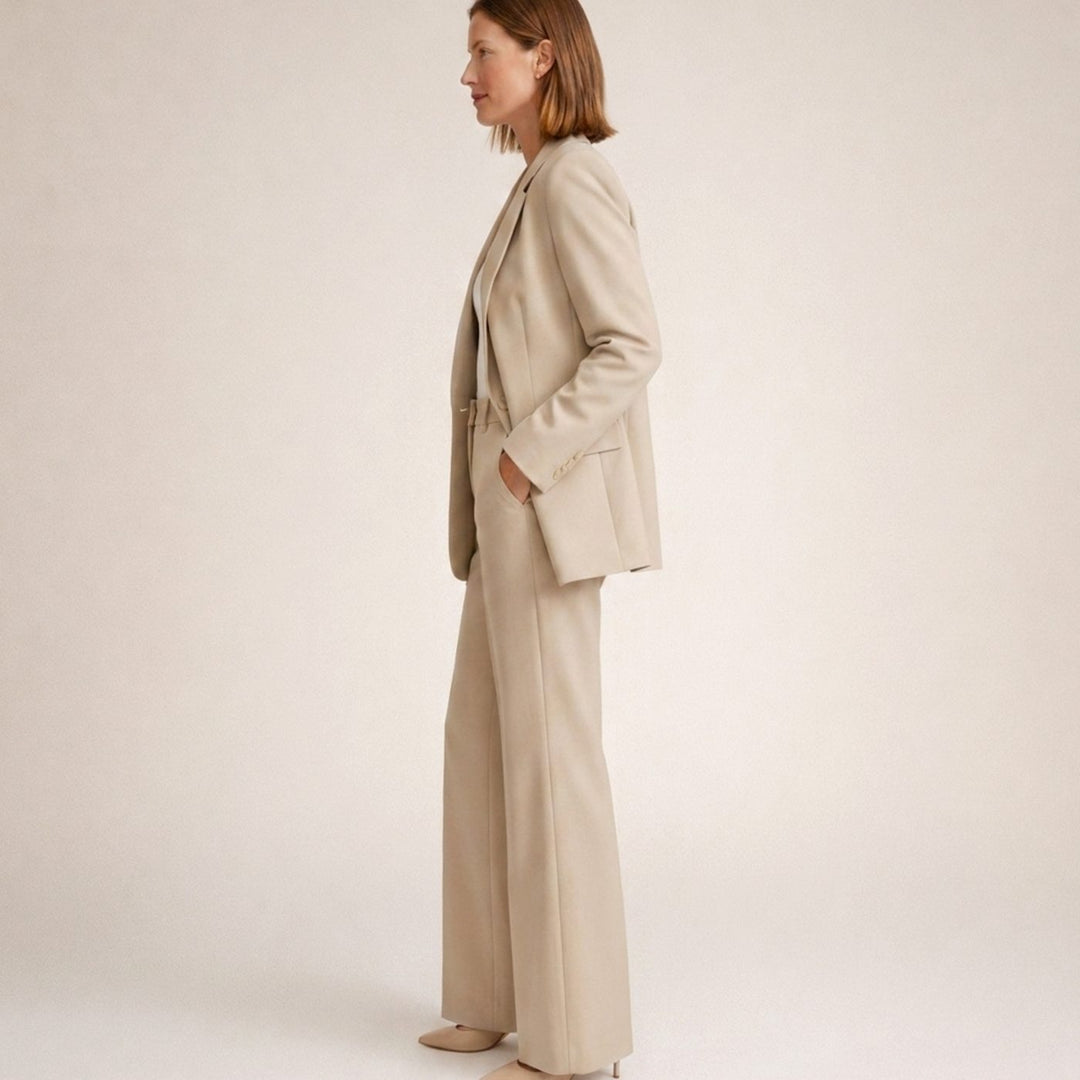 Women's Wide-Leg Flare Blazer Pant Suit Set