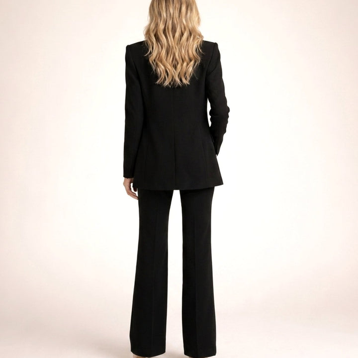 Women's Wide-Leg Flare Blazer Pant Suit Set