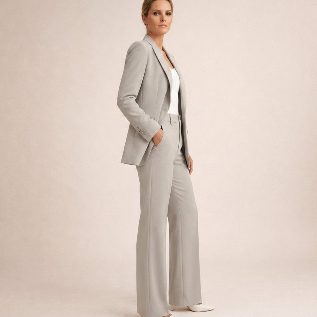 Women's Wide-Leg Flare Blazer Pant Suit Set