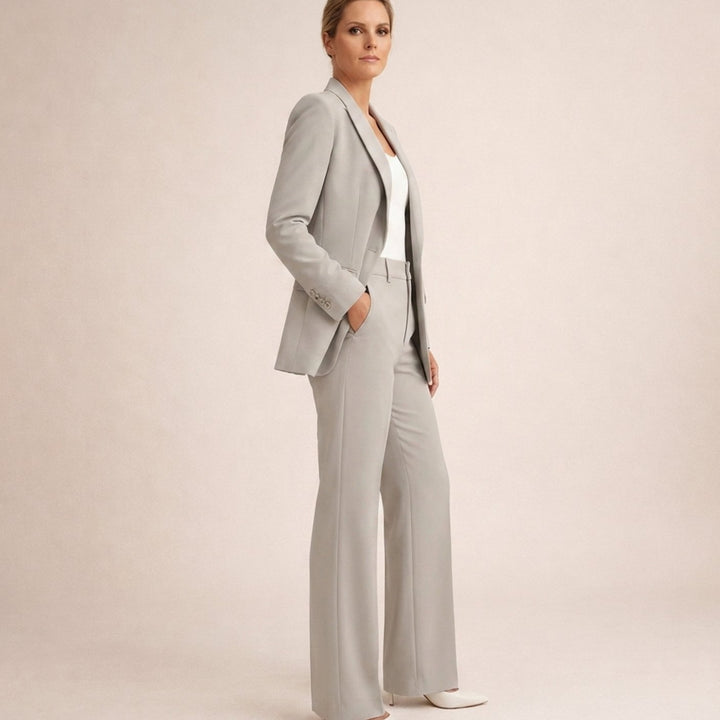 Women's Wide-Leg Flare Blazer Pant Suit Set