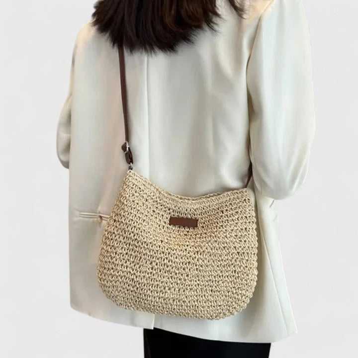 Women's Woven Straw Hobo Shoulder Bag Adjustable Leather Strap
